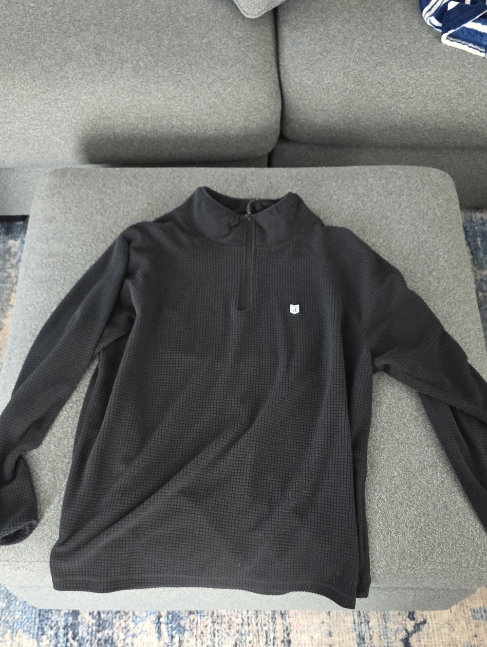 Frwedom Industries Men's Black Quarter-Zip Waffle Knit Sweater